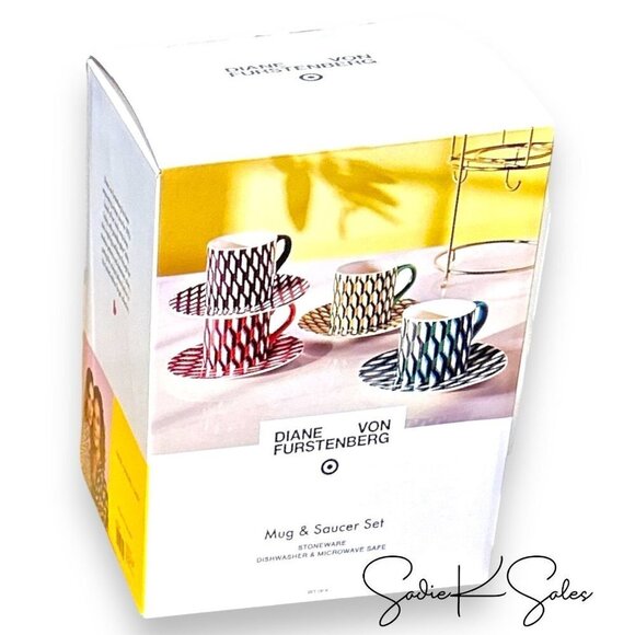 DVF for Target Arrow Geo Mug Drinkware Set Saucers Stand - Diane Von Furstenberg - Picture 5 of 5